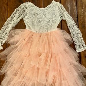 Girls dress size 7 (medium) pink & white